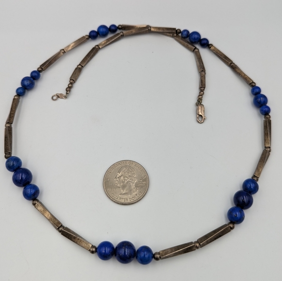 Vintage Lapis Lazuli Sterling Silver Necklace - Picture 7 of 11